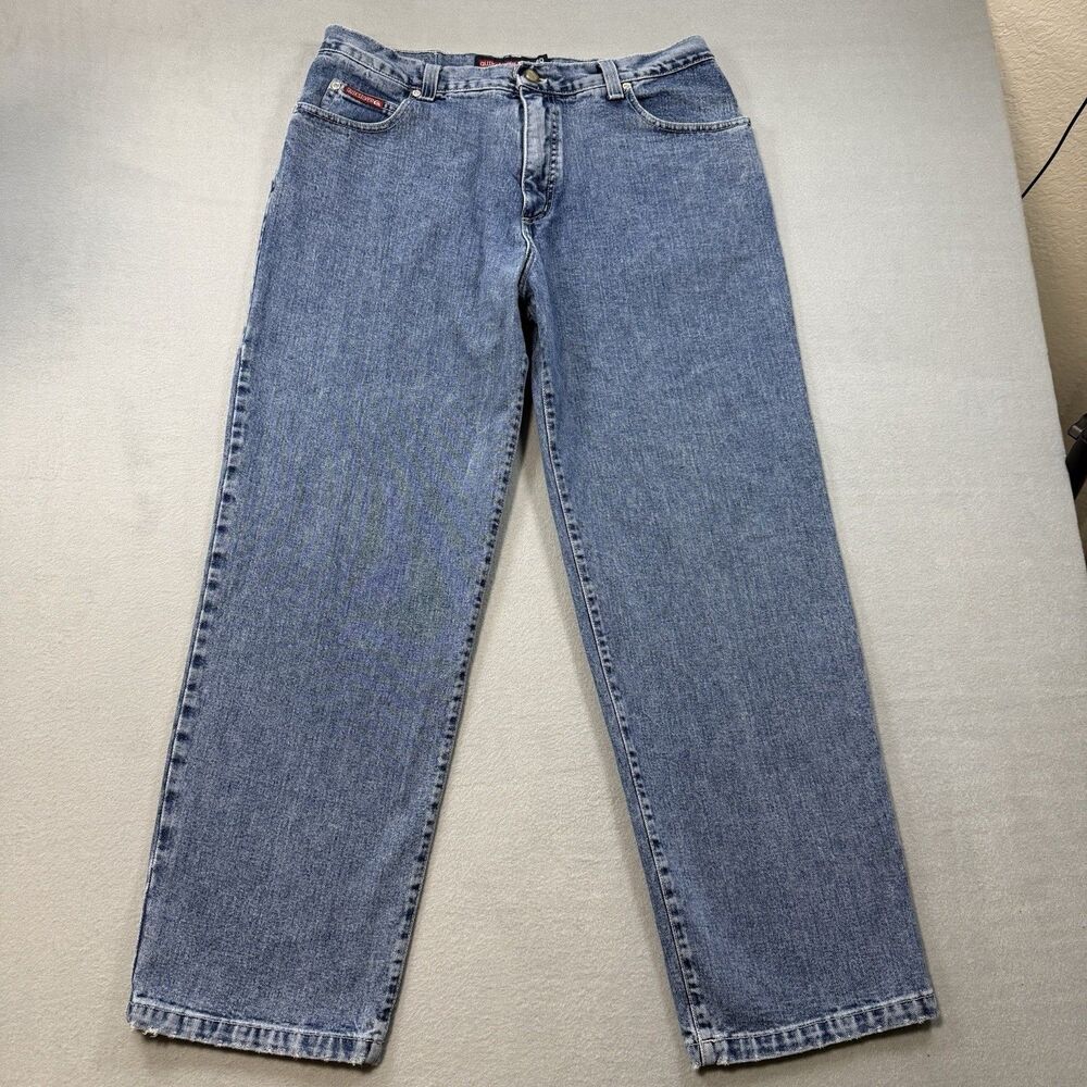 Vintage Quiksilver Basic Cut Jeans Mens 38x32 Heavy Denim Wool Patch Surf